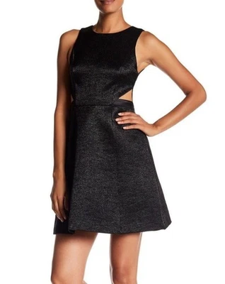 $475 новый с Ярлыками Halston Heritage 4 мини-платье вырез Fit & Flare черный коктейльное вечеринки - Изображение 1 из 4