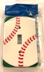 Paquete de 2 interruptores de palanca de béisbol Brainerd cubierta de placa de pared de metal béisbol - Imagen 1 de 2