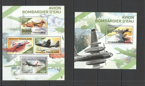 TG545 2014 TOGO TRANSPORT AVIATION BOMBER AVION BOMBARDIER D'EAU KB+BL MNH Cover