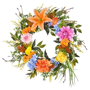 Beinhome Spring Summer Wreath 24in for Front Door, Artificial Door Wreaths De... - Picture 1 of 6
