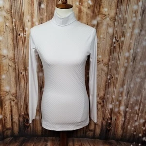 Athleta White Ribbed Turtleneck Athletic Women's XS Long Sleeve Activewear Top - Picture 1 of 8