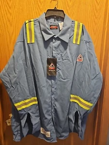 Bulwark FR SMS6LB3 Men's 4XL Snap Button Light Blue Hi Visi LS Work Shirt NWT  - Picture 1 of 6