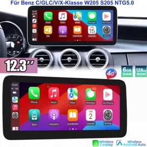 Für Mercedes C/GLC/V/X-Klasse W205 X253 12.3'' Carplay 6+128G Autoradio GPS WIFI - Picture 1 of 15