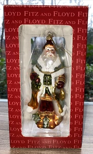 Fitz & Floyd Glass Holiday Clairmont Santa Claus Ornament Decoration 6" - Picture 1 of 13