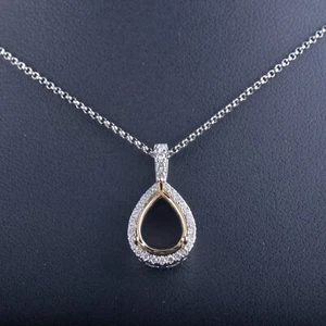 Colgante semi montaje diamante natural corte pera oro macizo 14K 10x7 mm - Imagen 1 de 5