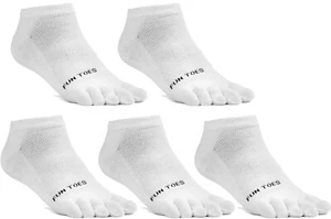 Damen Zehensocken Baumwolle fünf Finger 5 Paar Socken Netz atmungsaktiv tief geschnitten weiß - Bild 1 von 2