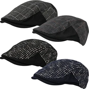 Itzu Prince Of Wales Check Stripe Line Cabbie Ivy Newsboy Baker Boy Flat Cap - Picture 1 of 9