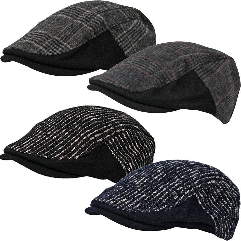 Itzu Co Prince de Galles Carreaux Rayure Chauffeur Taxi Ivoire Gavroche Plat Cap - Photo 1/1