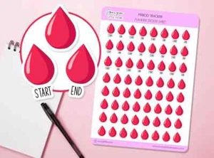 Period Tracker Planner Stickers Blood Drops Period Tracker Journal Diary Sticker - Picture 1 of 2