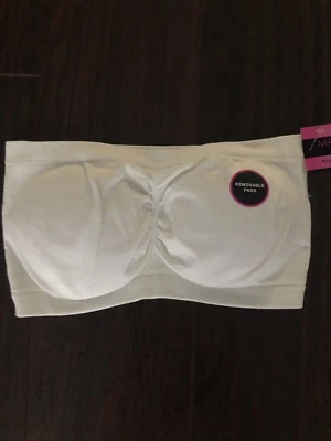NWT Material Girl Active Bra Sz L/XL Bandeau Strapless Removable Pads White New Foto 1 de 4
