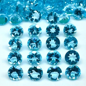VVS 10 Pcs Natural Sky Blue Topaz 6mm Round Cut Top Quality Loose Gemstones Lot - Picture 1 of 9
