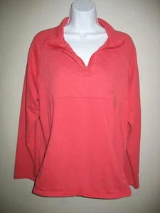 St Johns Bay Sweatshirt Sz XL Coral Orange Jersey Weight 1/4 Zip Quilted Womens - Picture 1 of 7