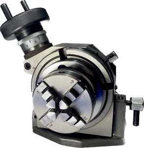 Tilting Rotary Table 3'' IN + 4-Jaw SelfCentering Chuck 50MM +T-nut + Back Plate - Picture 1 of 6