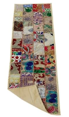 Vintage Patchwork Table Runner Handmade Decorative Bohemian Embroidery Throw Art - Image 1 of 4