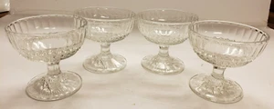 Juego de 4 platos de postre/taza de Sherbet con patas de vidrio transparente DE COLECCIÓN - Imagen 1 de 15