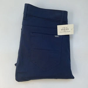 Guess Men’s Ledger Sateen Pants Slim Straight Navy Size 36 - Picture 1 of 9