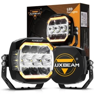 AUXBEAM 2x 5” LED Pod Driving Light Spotlight DRL Double Side Shooter Light Kit - Picture 1 of 12