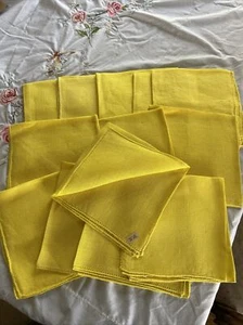 13 Linen 16” NAPKINS VINTAGE ITALY Southern Estate YELLOW YELLOW Mid Century - Picture 1 of 3