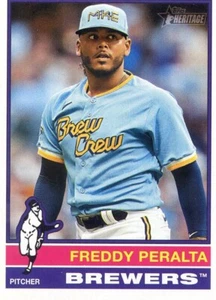 2025 Topps Heritage #76 Freddy Peralta, Milwaukee Brewers - Picture 1 of 2