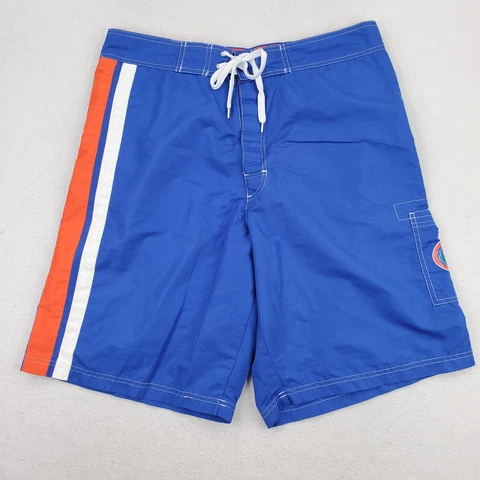 Florida Gators Cargo Board Shorts Men Sz XL Blue Orange Swimming Trunks Swimsuit Cover