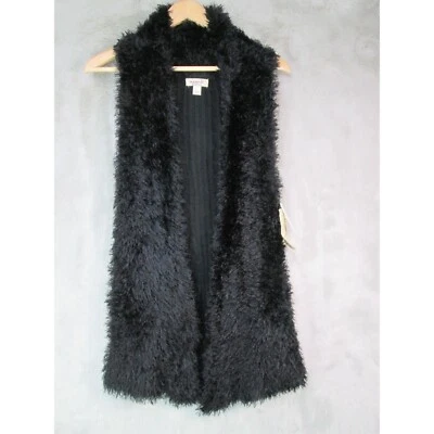 Womens Size S Black Eyelash Fuzzy Knit Sweater Vest One World Goth Rock New - Image 1 of 4