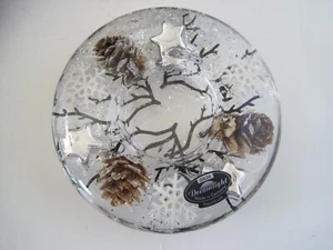GILDE Dreamlight Glas Teelichthalter Kerze Urlaub Tannenzapfen Schneeflocke - Bild 1 von 2
