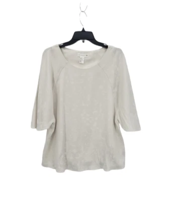 Top Anna Glover x H&M para mujer 12 blanco texturizado cuello redondo manga 3/4 popover Foto 1 de 4