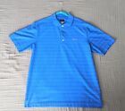 Greg Norman Play Dry Men’s Blue Striped Short Sleeve Polo Shirt - Large
