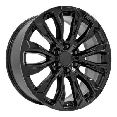 22" Gloss Black Denali Wheels For GMC Sierra Yukon 2000-2025 Set of 4 - Image 1 of 4
