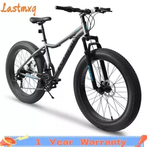 26" Fat Tires Mountain Bike 21-Speed Disc Brakes Trail Commuter City Bicycles - Picture 1 of 8