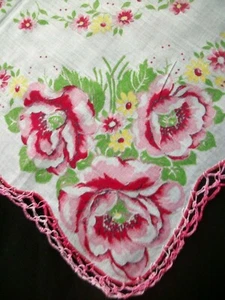 Vintage Print Handkerchief Flower Printed Hankie Floral Hanky 1167 - Picture 1 of 10