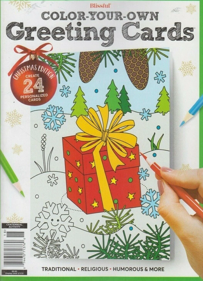 Blissful Color Your Own Greeting Post Cards 24 Christmas Edition Magazine 2020