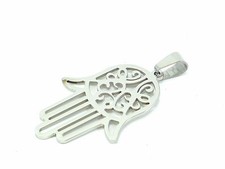  Hamsa Hand Pendant Stainless Steel Charm Good Luck Judaica Kabbalah Polished