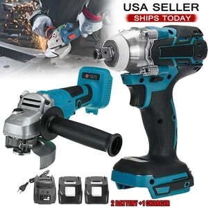 Brushless Angle Grinder + Impact Wrench Cordless Tool Kit for Makita 18V Battery - Picture 1 of 18