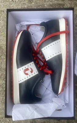 Tênis de golfe Duca Del Cosma Bel Air, masculino 9 médio, vermelho, branco e azul, novo - Imagem 1 de 3