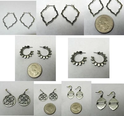 4 Four Pair Of Lucky Brand Earring Lot Sliver Tone Post Dangle Women's Jewelry - Image 1 of 4