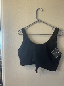 ZAFUL Women's Black Tankini Ruched High Waisted Bathing Suit Top Only Xxl New - Picture 1 of 7