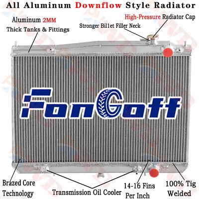 3 Row Aluminum Radiator For 1998-2004 Nissan Frontier/2000-2004 Xterra 2.4L 3.3L - Image 1 of 4