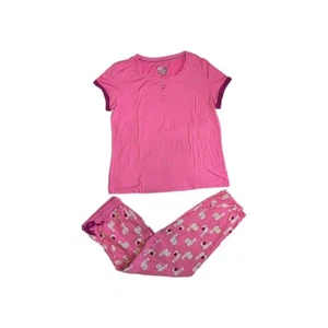 MUK LUKS 2-teiliges Pyjama Set Damen Medium Rosa Strick Capri Tee Pyjama Set Lama - Bild 1 von 12