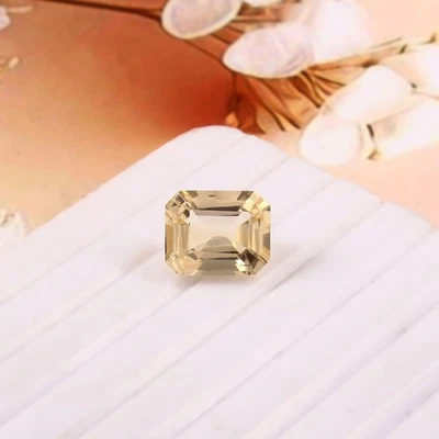 100% Natürlich Zertifiziert Brasilianischer Citrin Locker Edelstein Smaragd Cut - Bild 1 von 4