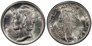 1919 P Dimes Winged Liberty Head or Mercury PCGS MS-64 FB - Bild 1 von 1