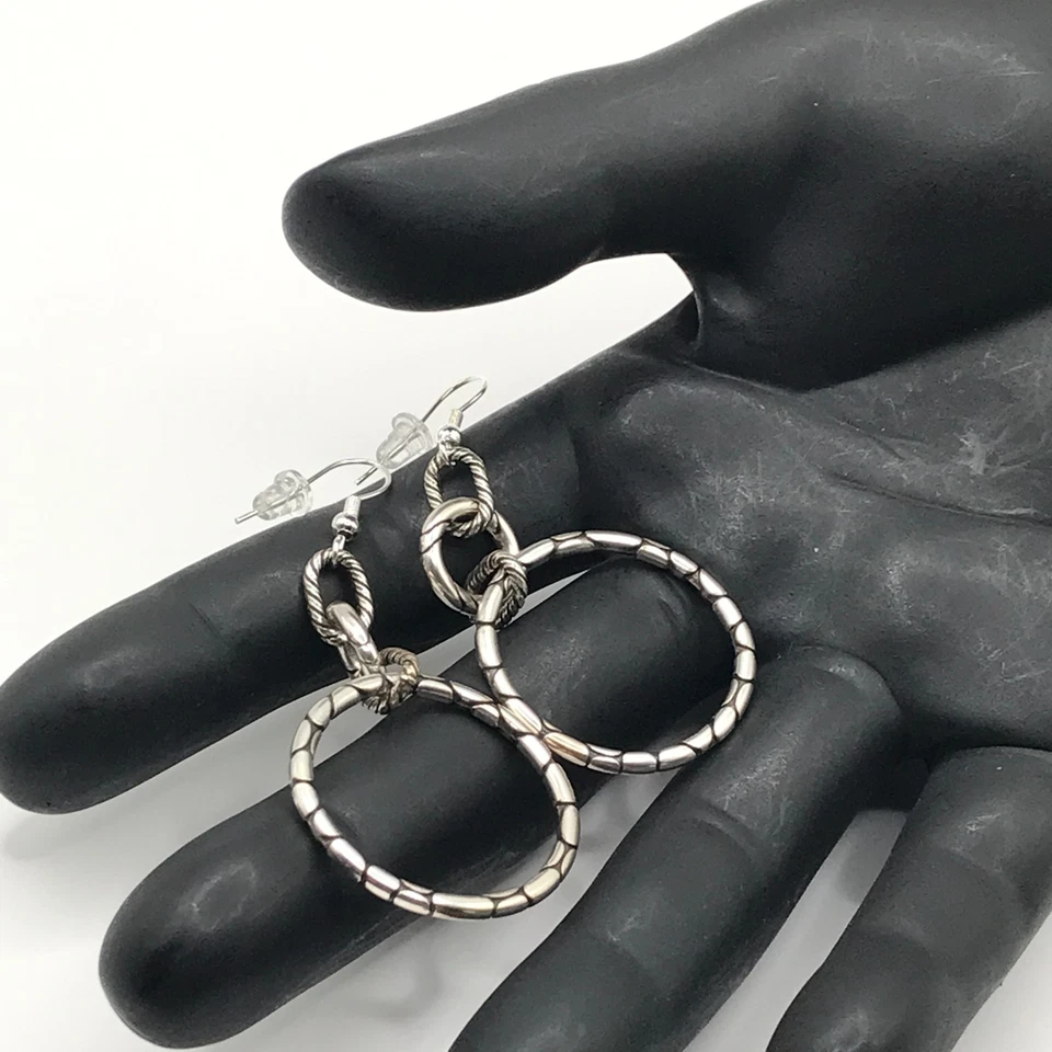 Pendientes BRIGHTON Colgantes Gota 2.5" Placa de Plata Círculo Western Boho Ligeros Foto 1 de 4