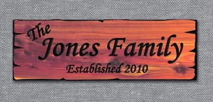 Personalized Custom Carved Cedar Wood Sign - Last Name Rustic Plaque Home Decor - Picture 1 of 2