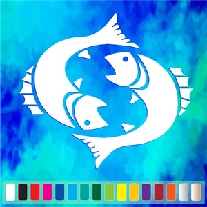 PISCES Symbol cut vinyl decal #2 car truck window Astrology stickers - Imagen 1 de 2