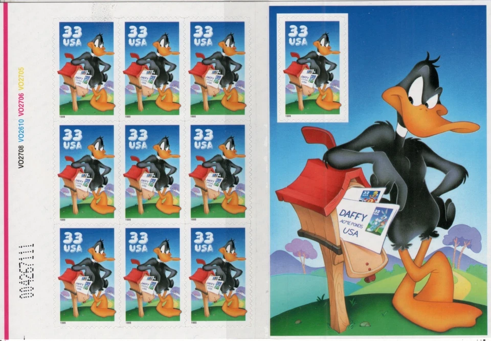 US Scott #3306, "Daffy Duck" pane of 10, MNH from Press sheet - Image 1 of 1