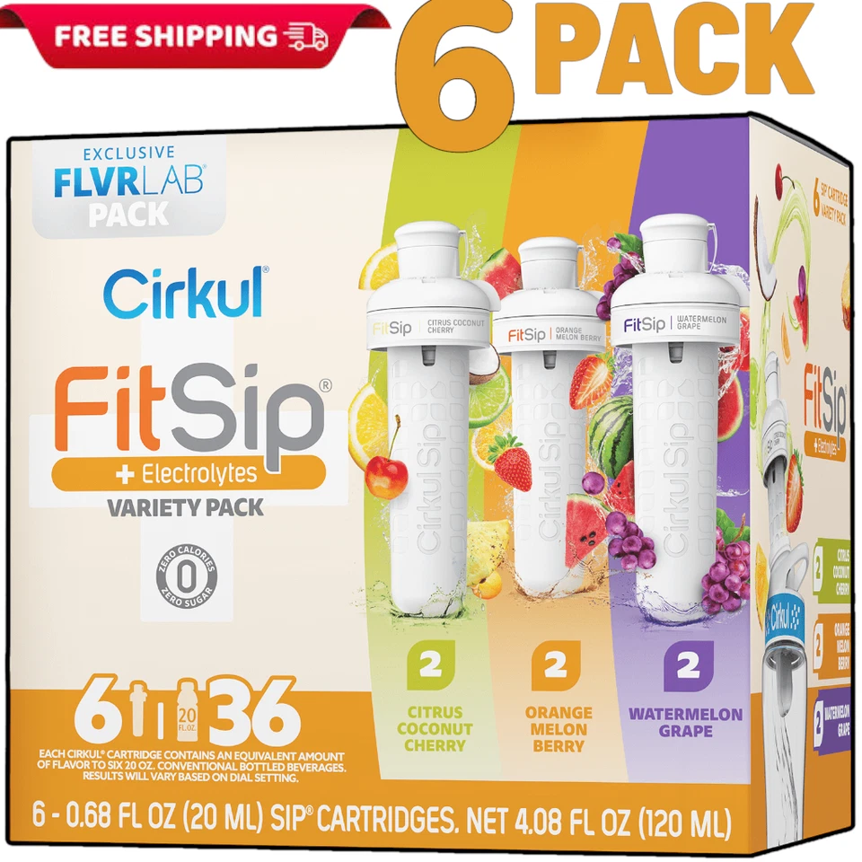 Cirkul FitSip 6 PACK  Flavor Cartridges Variety Citrus Cherry Orange Melon Grape - Image 1 of 1