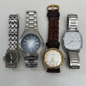 Untested Vintage Quartz Men’s Watch Lot - Fossil Timex Arkitekt Q - Picture 1 of 6