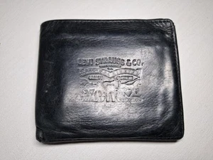 Levi's Black Genuine Leather Wallet Bifold Card Holder ID bag - Picture 1 of 23