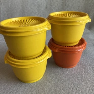 Tupperware Canisters Vintage Lot of 4 w/Lids #886-33, 34, 35 886-3 Yellow Orange - Picture 1 of 8