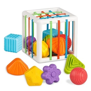 Montessori Toys for 1 Year Old, Cube & 6 Sensory Shape Blocks, Baby Toys 12-1... - Picture 1 of 7